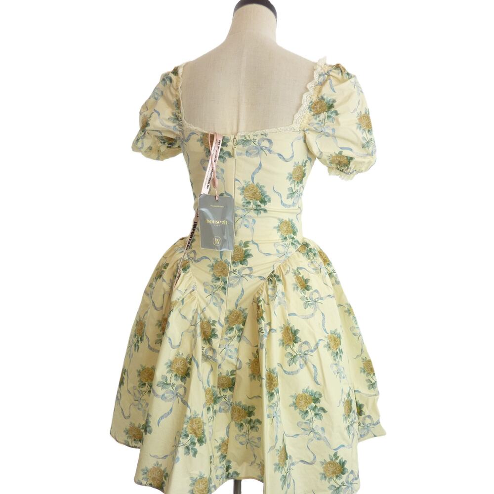 NWT House of CB Rosie Floral Dress Size S Rosie Puff Sleeve Cotton Mini Sundress - Picture 4 of 9